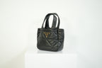 Prada Black Padded Nappa Leather Tote Bag Gold Logo Handbag