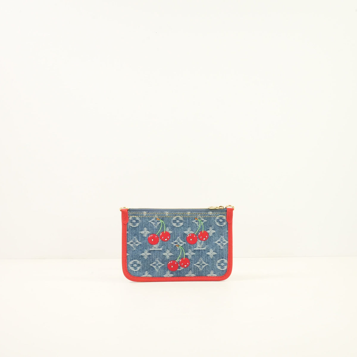 Louis Vuitton x Takashi Murakami Monogram Denim Cerises Neverfull Inside Out BB , Full Set W/Bag