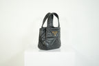 Prada Black Padded Nappa Leather Tote Bag Gold Logo Handbag