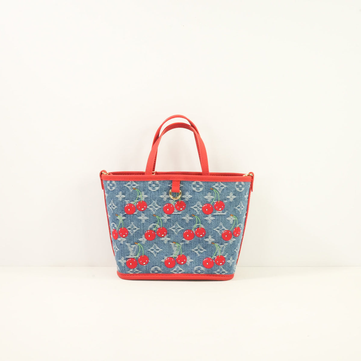 Louis Vuitton x Takashi Murakami Monogram Denim Cerises Neverfull Inside Out BB , Full Set W/Bag