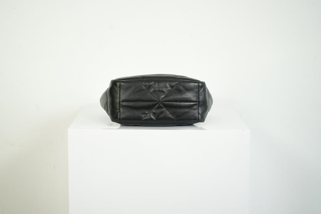 Prada Black Padded Nappa Leather Tote Bag Gold Logo Handbag
