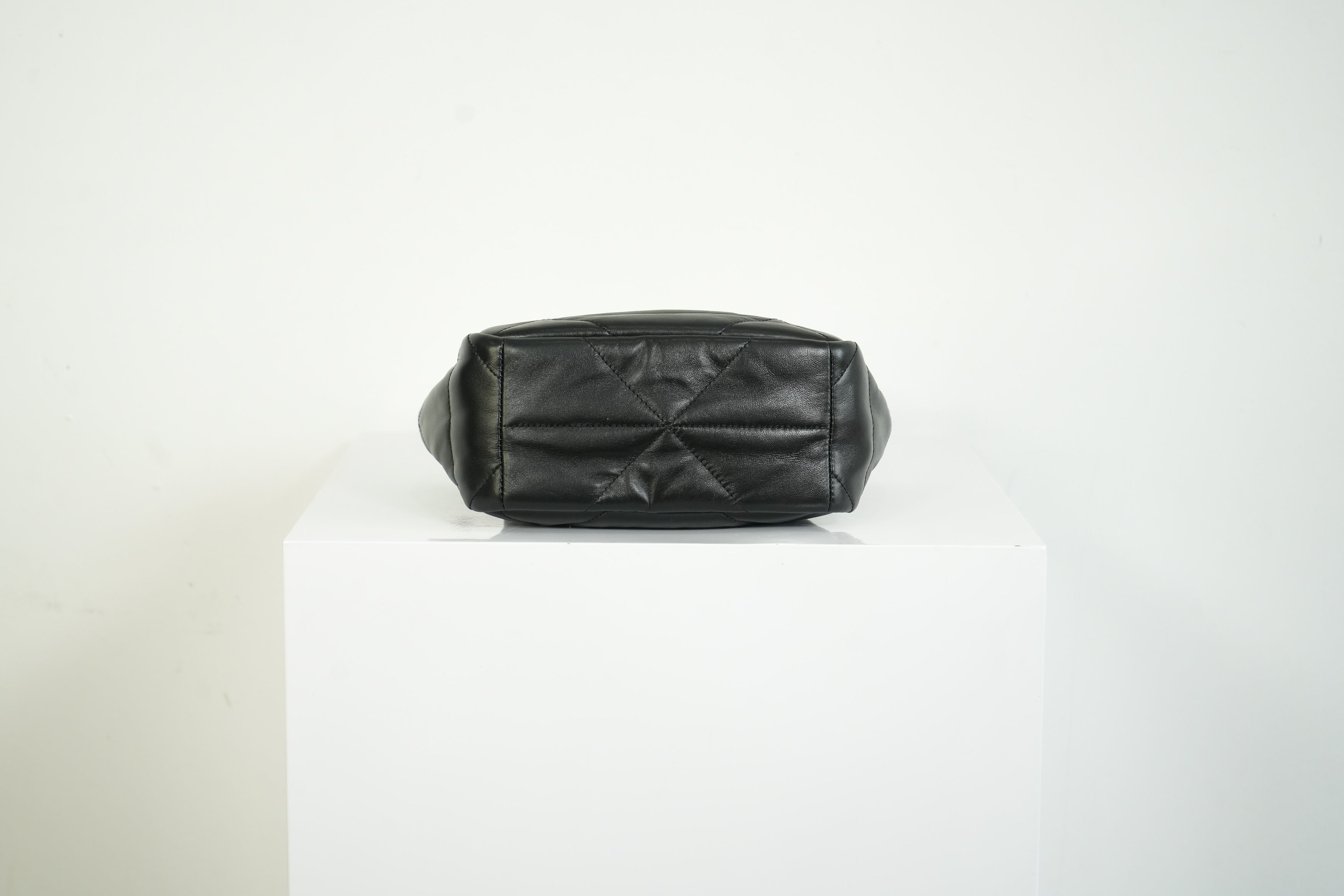 Prada Black Padded Nappa Leather Tote Bag Gold Logo Handbag