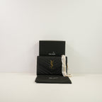 Saint Laurent Black Cassandre Matelasse Chain Wallet, Full Set