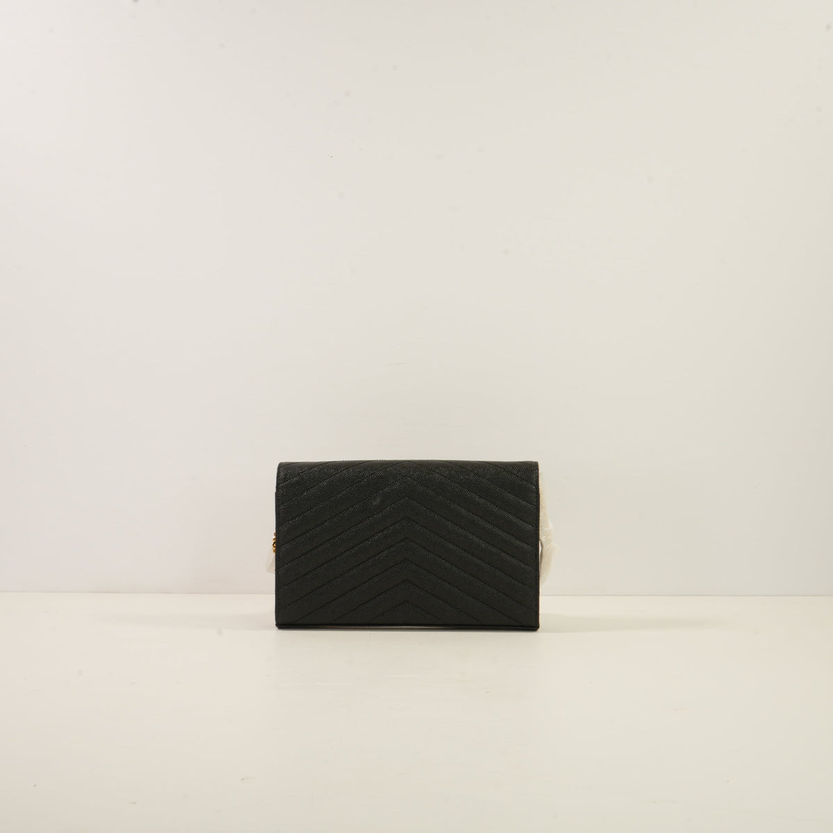 Saint Laurent Black Cassandre Matelasse Chain Wallet, Full Set