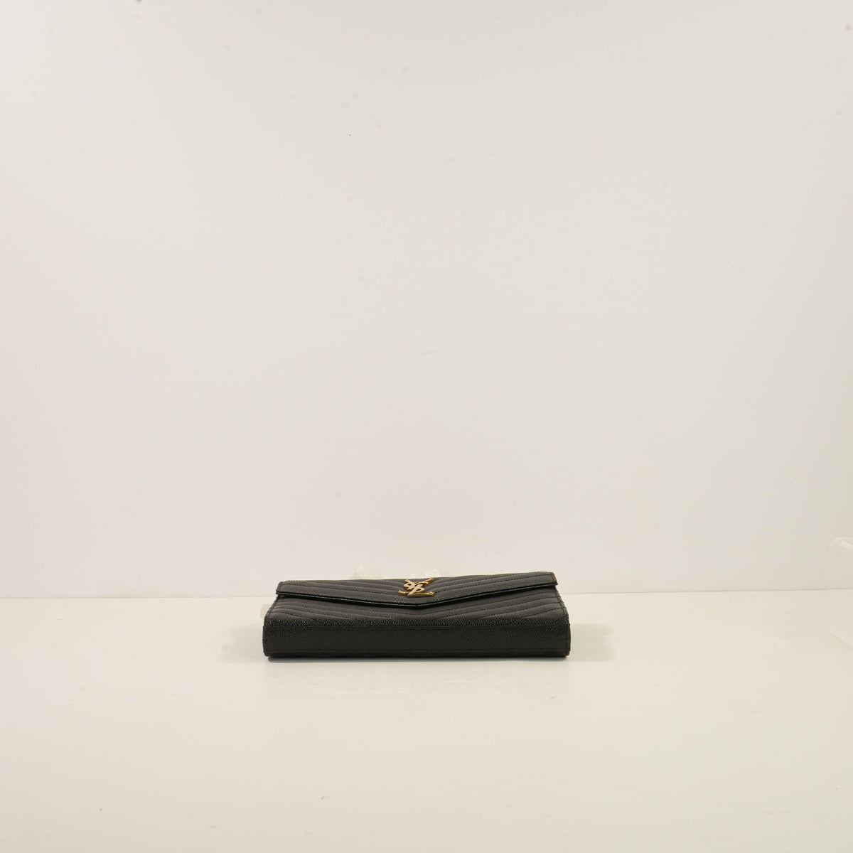 Saint Laurent Black Cassandre Matelasse Chain Wallet, Full Set