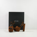 Saint Laurent Jodie 95 Suede Platform Sandals, W/Box. 36.5