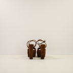 Saint Laurent Jodie 95 Suede Platform Sandals, W/Box. 36.5