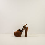 Saint Laurent Jodie 95 Suede Platform Sandals, W/Box. 36.5