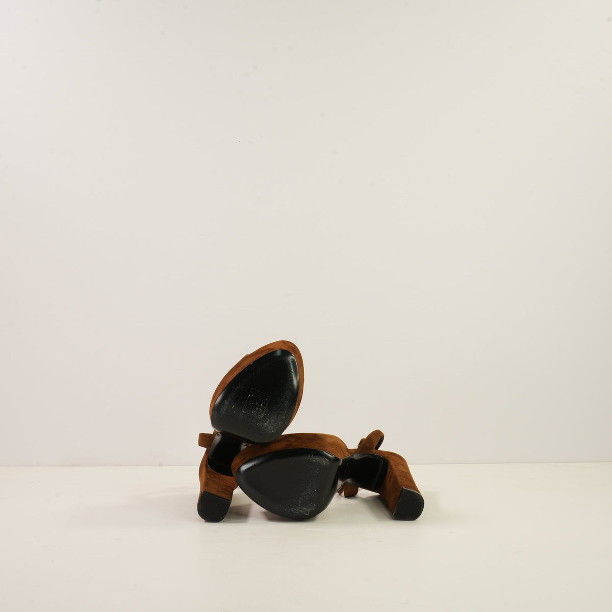 Saint Laurent Jodie 95 Suede Platform Sandals, W/Box. 36.5