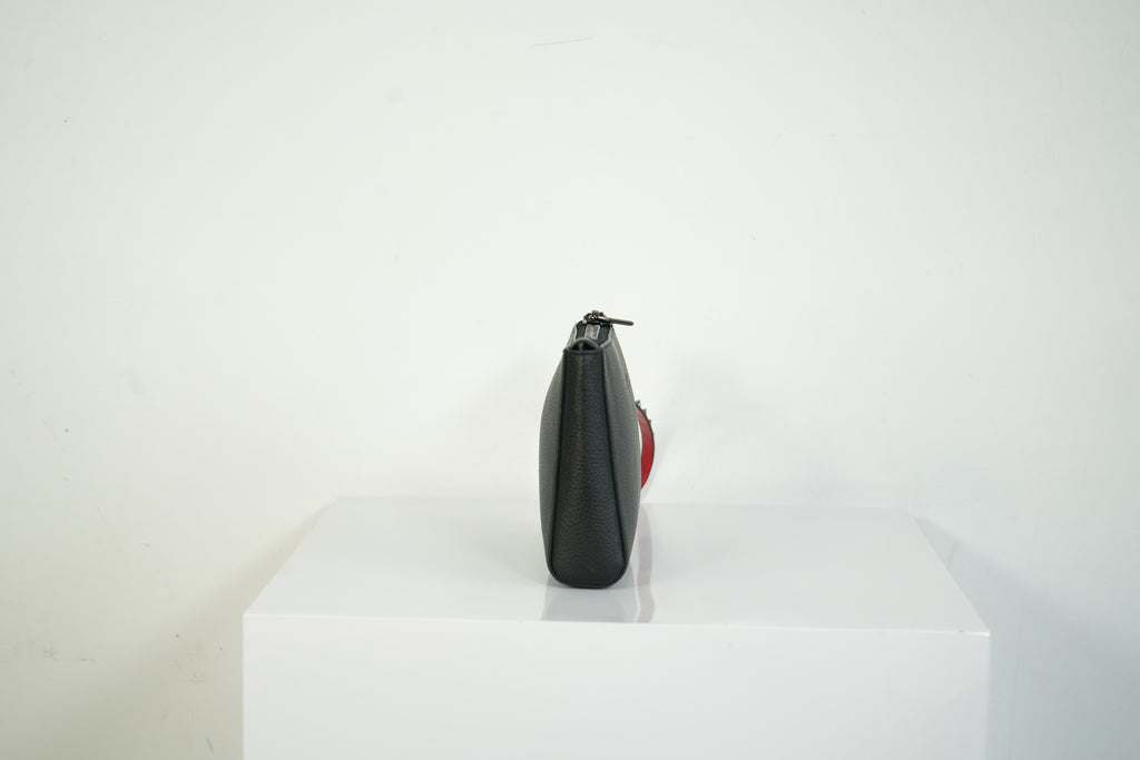 Christian Louboutin Loubifunk Black Leather Spiked Wristlet Clutch Pouch