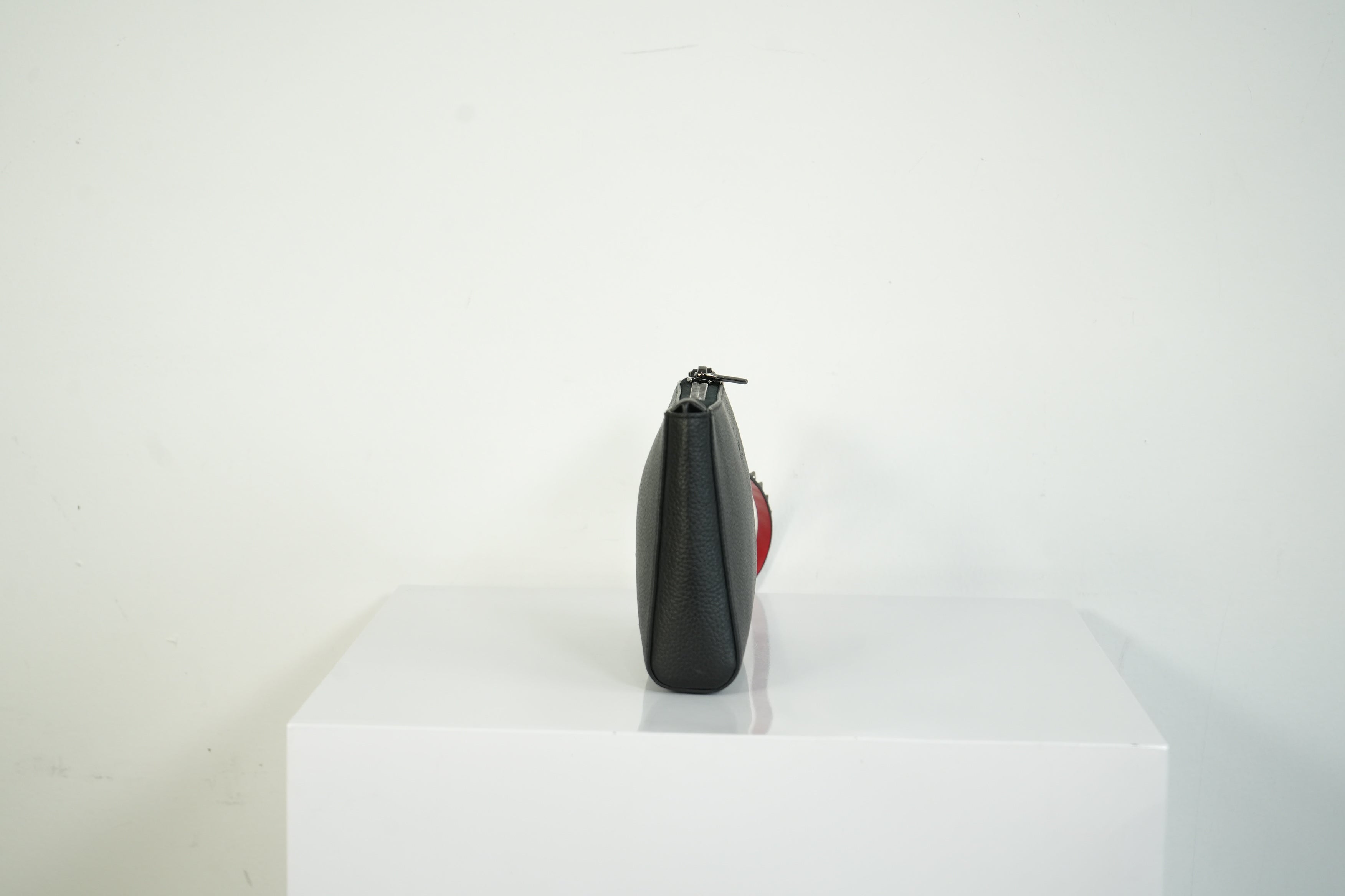 Christian Louboutin Loubifunk Black Leather Spiked Wristlet Clutch Pouch