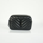 Saint Laurent Lou Camera Bag Black Chevron Quilted Leather Black Hardware