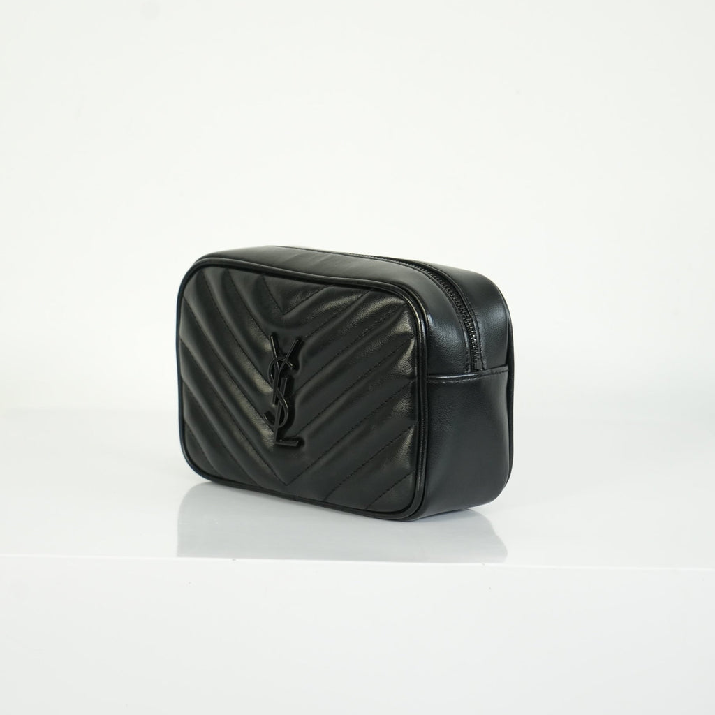 Saint Laurent Lou Camera Bag Black Chevron Quilted Leather Black Hardware
