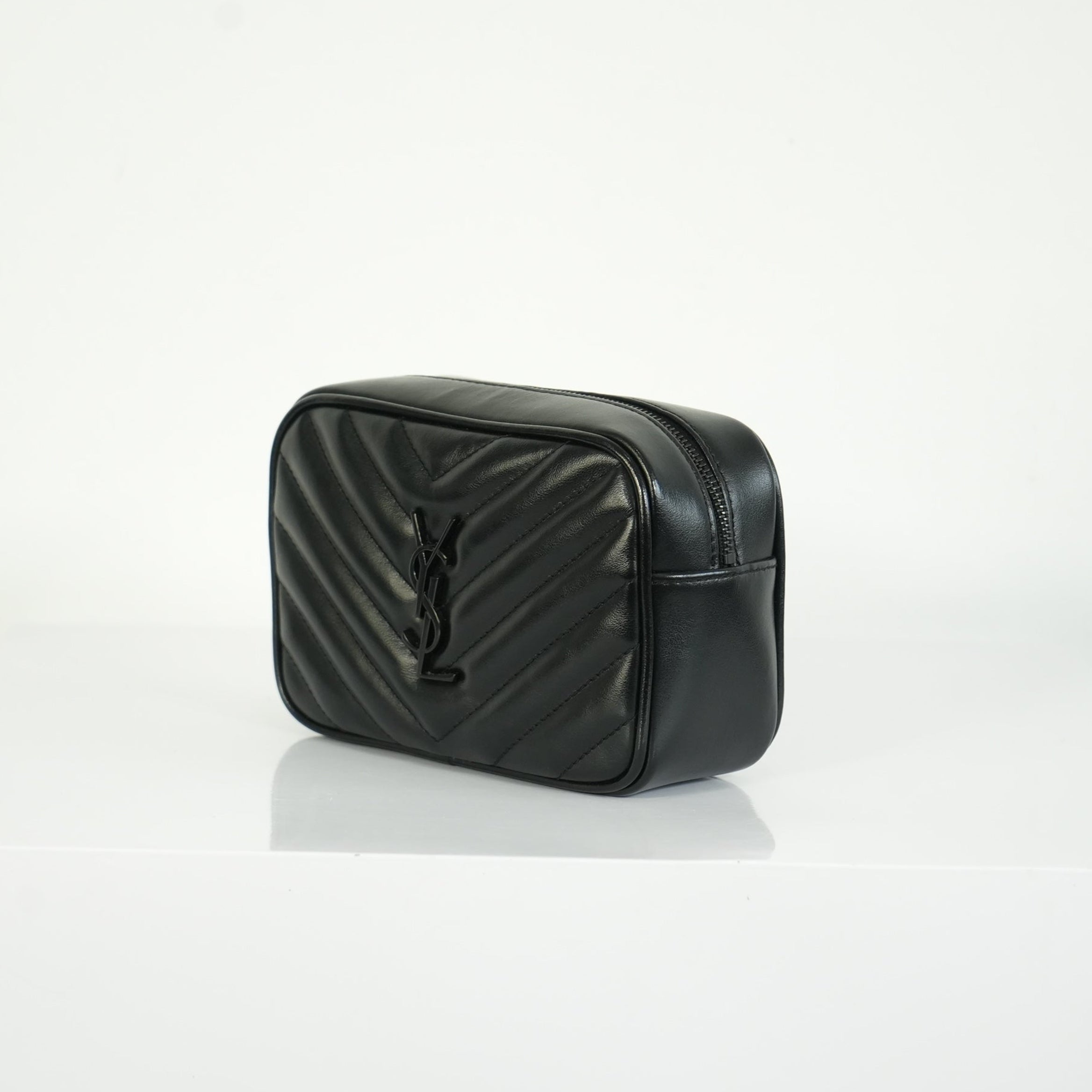 Saint Laurent Lou Camera Bag Black Chevron Quilted Leather Black Hardware