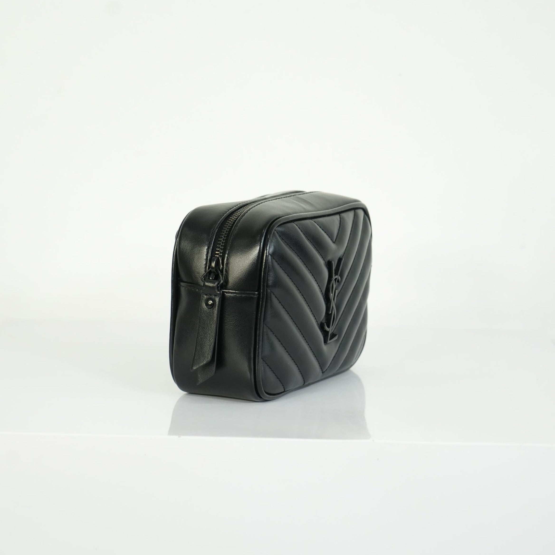 Saint Laurent Lou Camera Bag Black Chevron Quilted Leather Black Hardware