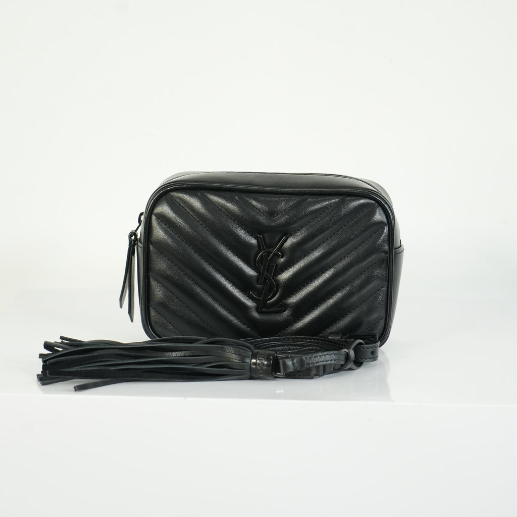 Saint Laurent Lou Camera Bag Black Chevron Quilted Leather Black Hardware