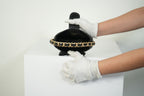 Chanel Lambskin Black Quilted RND Camellia Mini Clutch