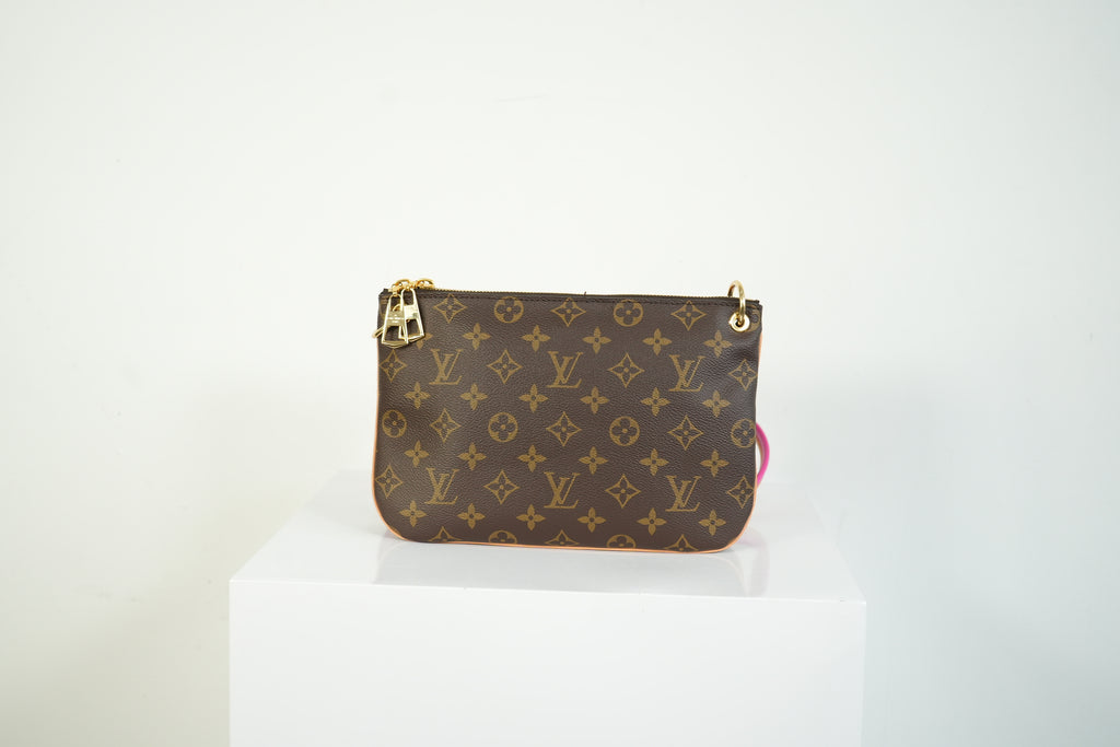 Louis Vuitton Pallas Clutch Monogram Canvas Pink Leather Shoulder Bag