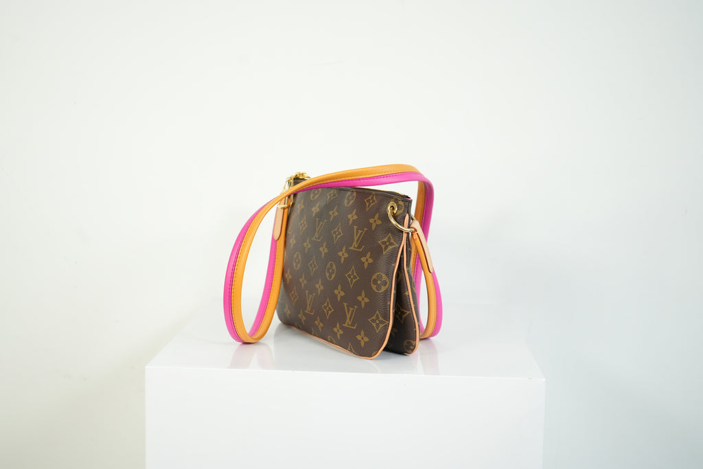 Louis Vuitton Pallas Clutch Monogram Canvas Pink Leather Shoulder Bag