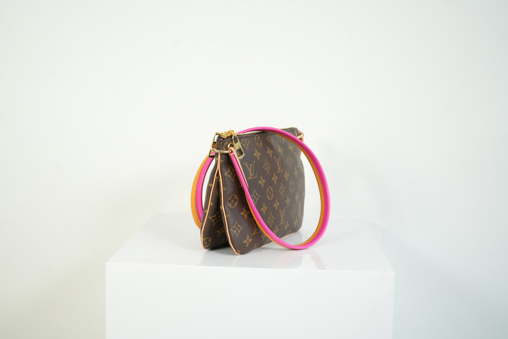Louis Vuitton Pallas Clutch Monogram Canvas Pink Leather Shoulder Bag