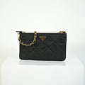 Prada Quilted Nylon Wallet On Chain Bag Black Triangle Logo Clutch