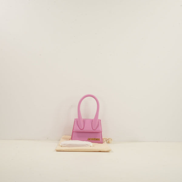 Jacquemus Le Chiquito Mini Top Handle Bag in Pink Leather (Dustbag, Strap, Orginial Tags)