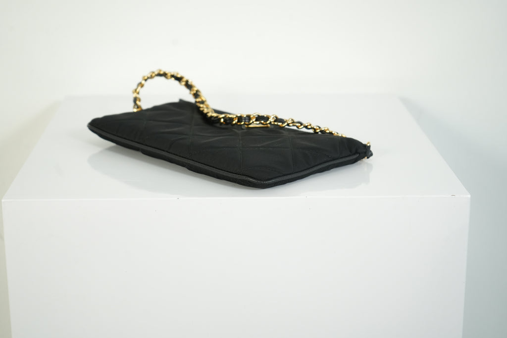 Prada Quilted Nylon Wallet On Chain Bag Black Triangle Logo Clutch
