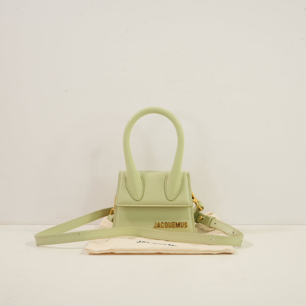 Jacquemus Le Chiquito Mini Top Handle Bag in Light Green (Dustbag, Strap)