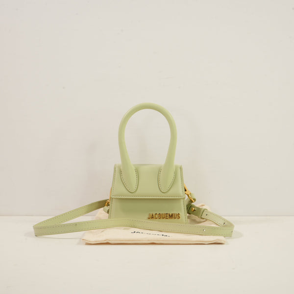 Jacquemus Le Chiquito Mini Top Handle Bag in Light Green (Dustbag, Strap)