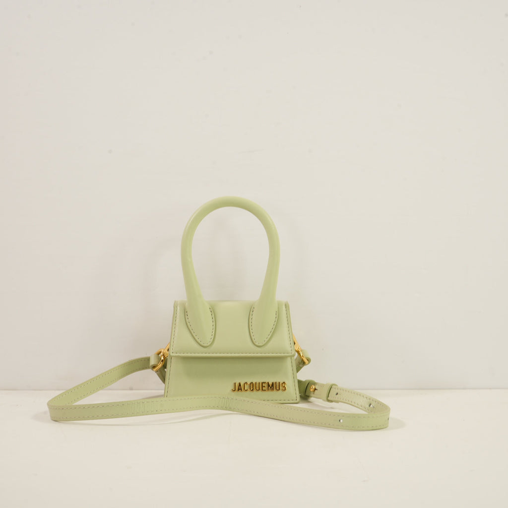 Jacquemus Le Chiquito Mini Top Handle Bag in Light Green (Dustbag, Strap)
