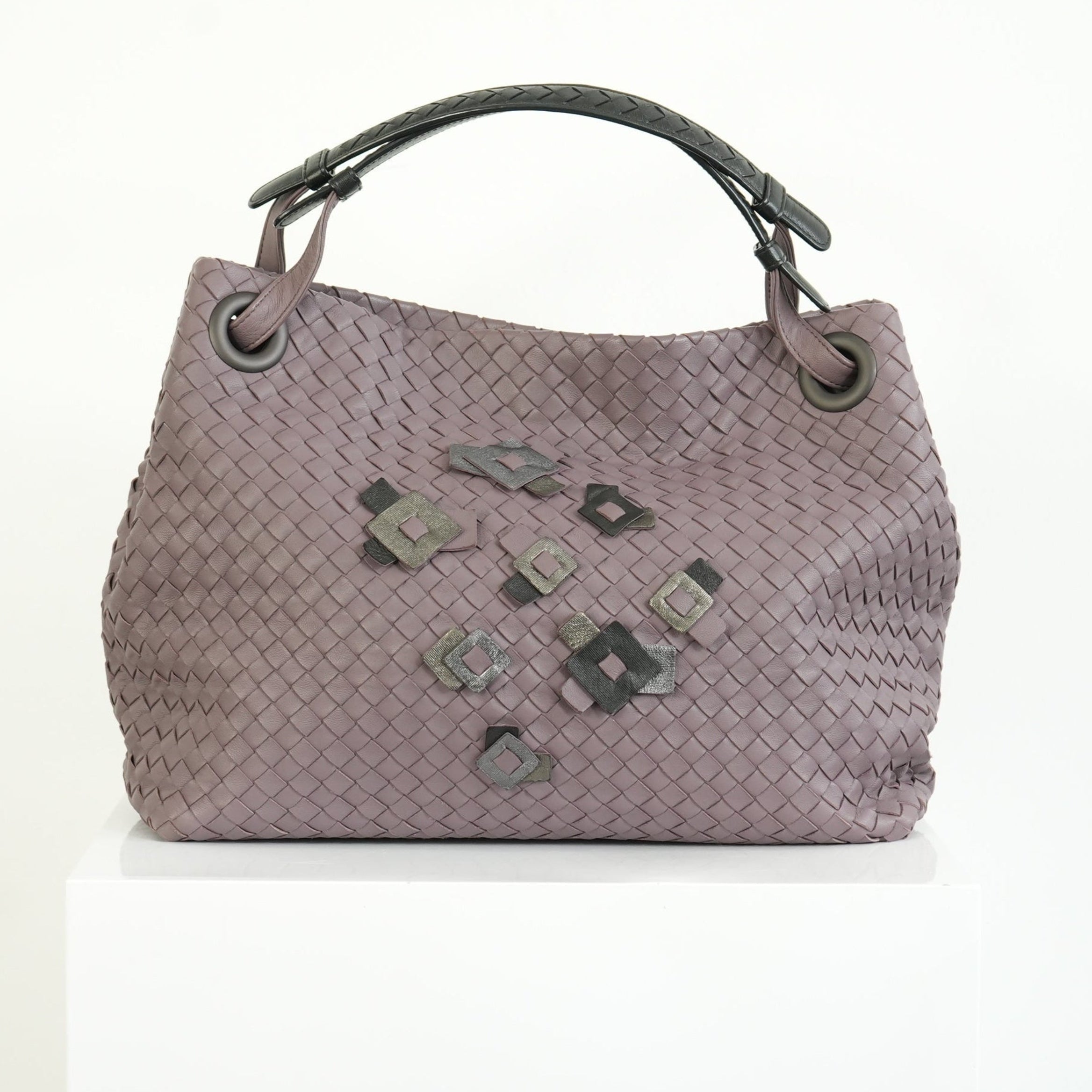 Bottega Veneta Intrecciato Woven Leather Hobo Bag Purple Mauve
