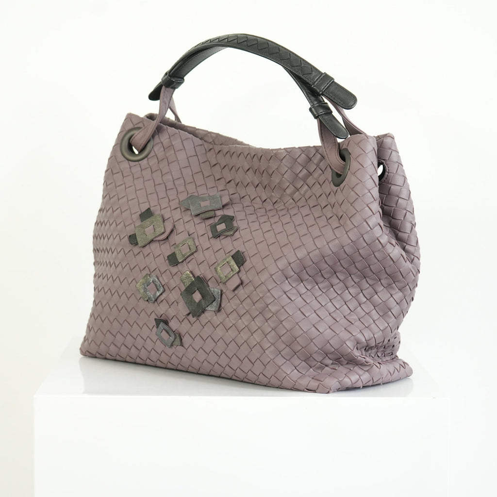 Bottega Veneta Intrecciato Woven Leather Hobo Bag Purple Mauve