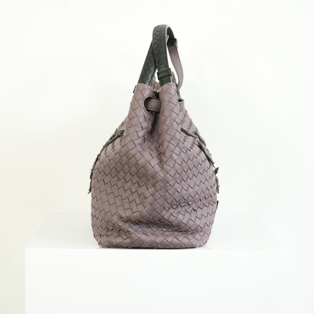 Bottega Veneta Intrecciato Woven Leather Hobo Bag Purple Mauve