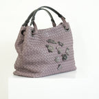 Bottega Veneta Intrecciato Woven Leather Hobo Bag Purple Mauve