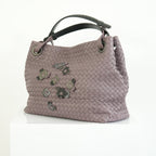 Bottega Veneta Intrecciato Woven Leather Hobo Bag Purple Mauve
