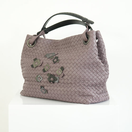 Bottega Veneta Intrecciato Woven Leather Hobo Bag Purple Mauve