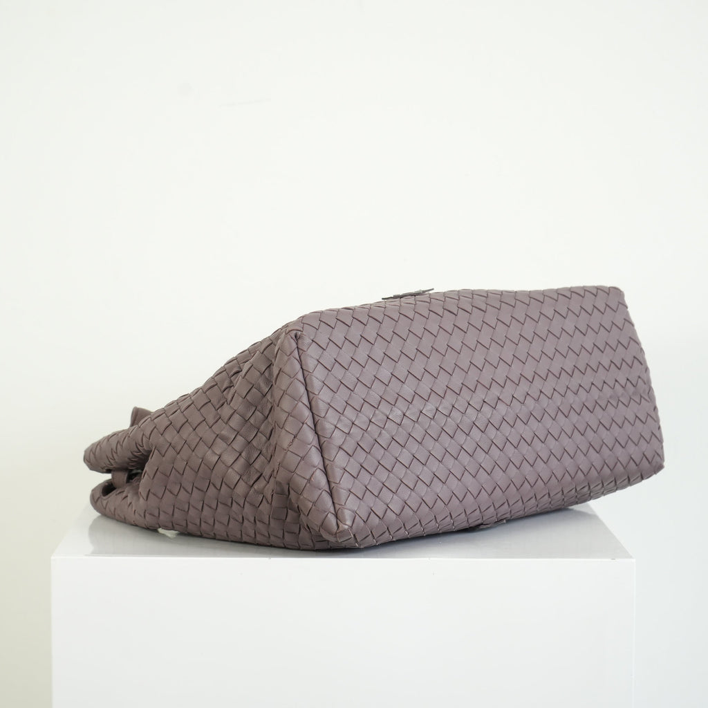 Bottega Veneta Intrecciato Woven Leather Hobo Bag Purple Mauve