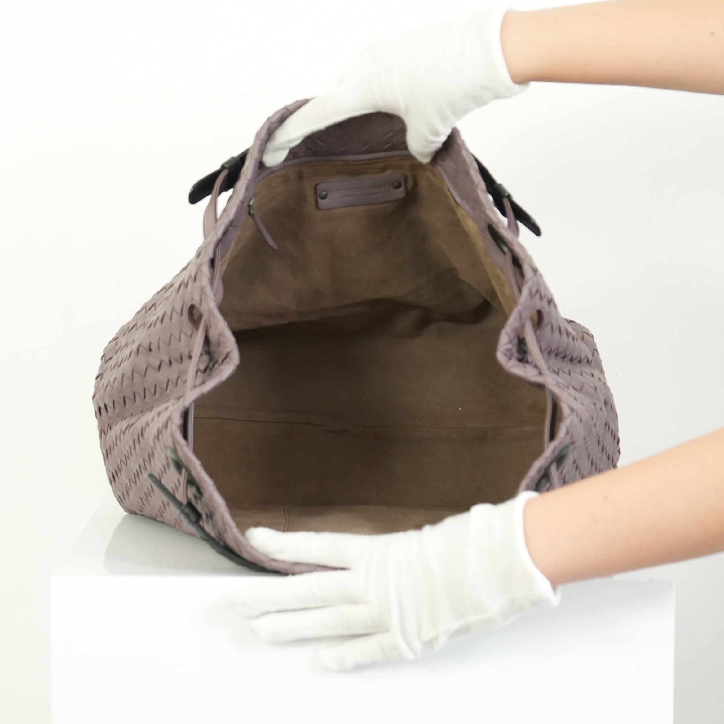 Bottega Veneta Intrecciato Woven Leather Hobo Bag Purple Mauve