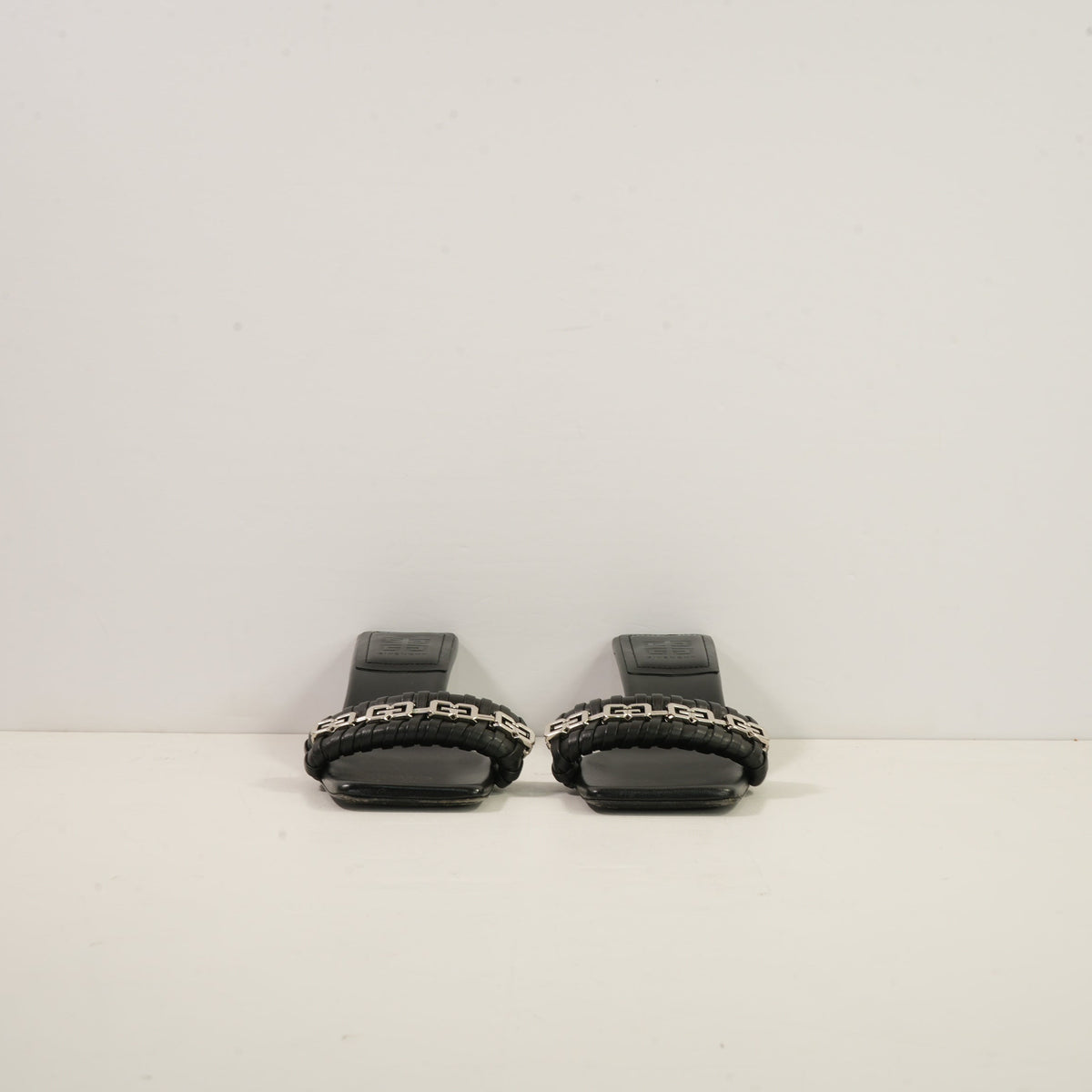 Givenchy G Woven Leather Heeled Mule in Black Leather (size 37 1/2) (dustbag)