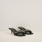 Givenchy G Woven Leather Heeled Mule in Black Leather (size 37 1/2) (dustbag)