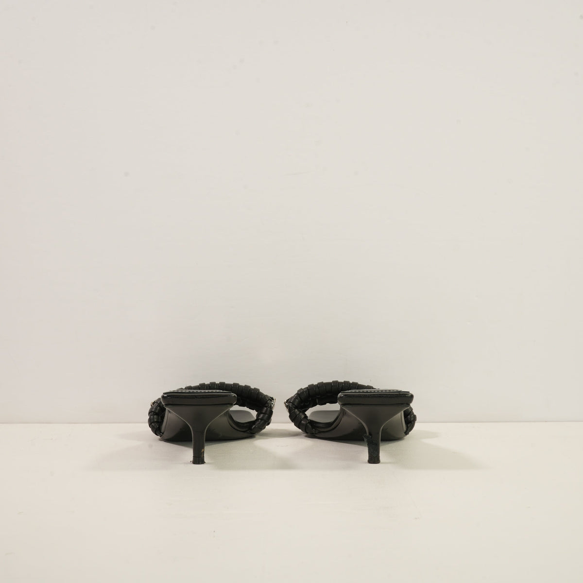 Givenchy G Woven Leather Heeled Mule in Black Leather (size 37 1/2) (dustbag)