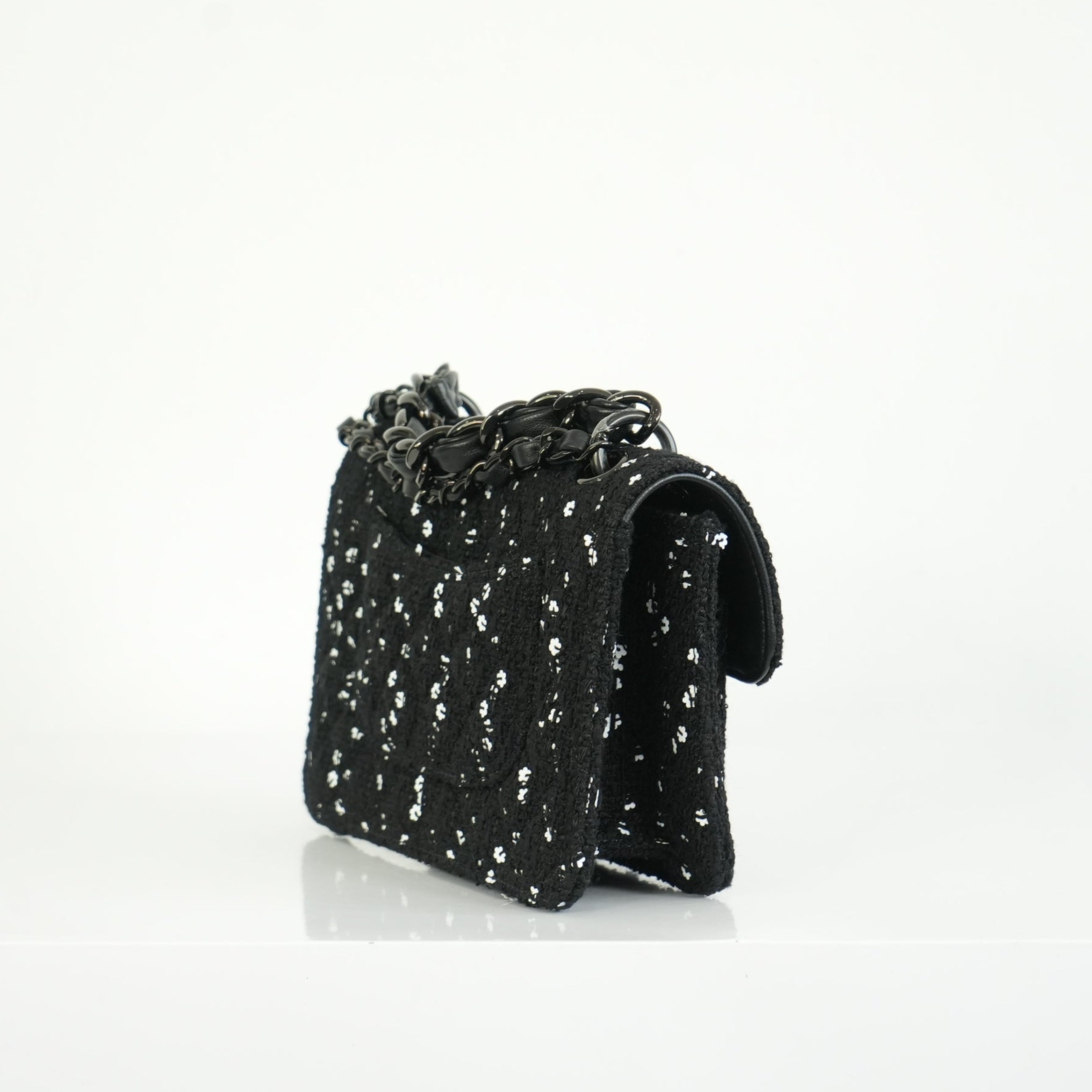 Chanel 2023 Classic Flap Bag Tweed Black Mini Shoulder Bag Limited Edition