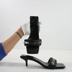 Givenchy G Woven Leather Heeled Mule in Black Leather (size 37 1/2) (dustbag)