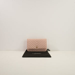 Chanel Light Pink Chevron Quilted WOC