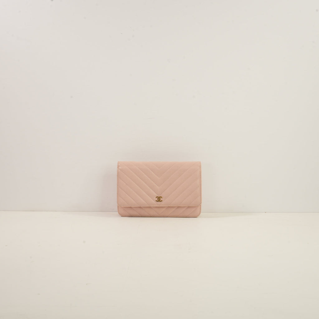 Chanel Light Pink Chevron Quilted WOC