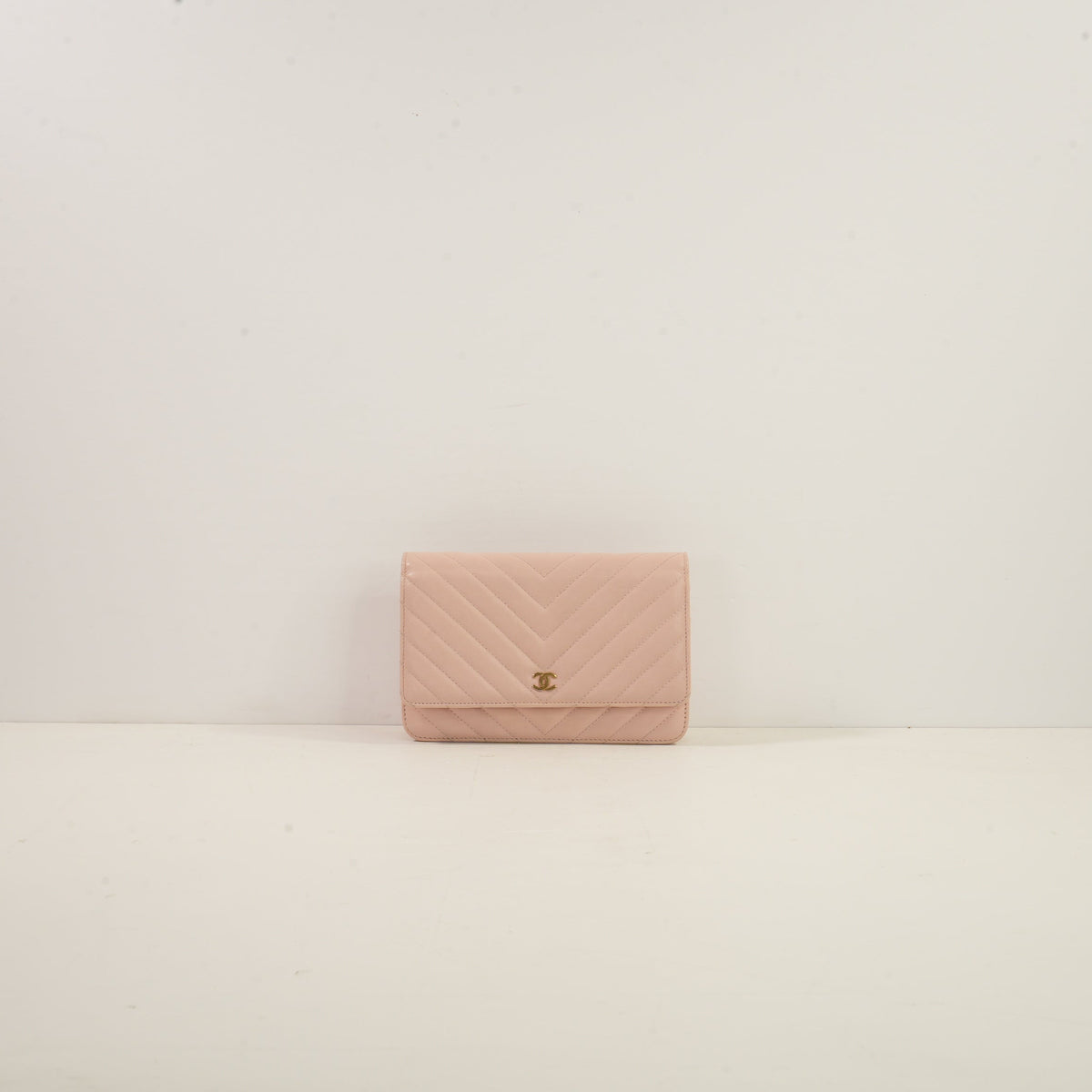 Chanel Light Pink Chevron Quilted WOC