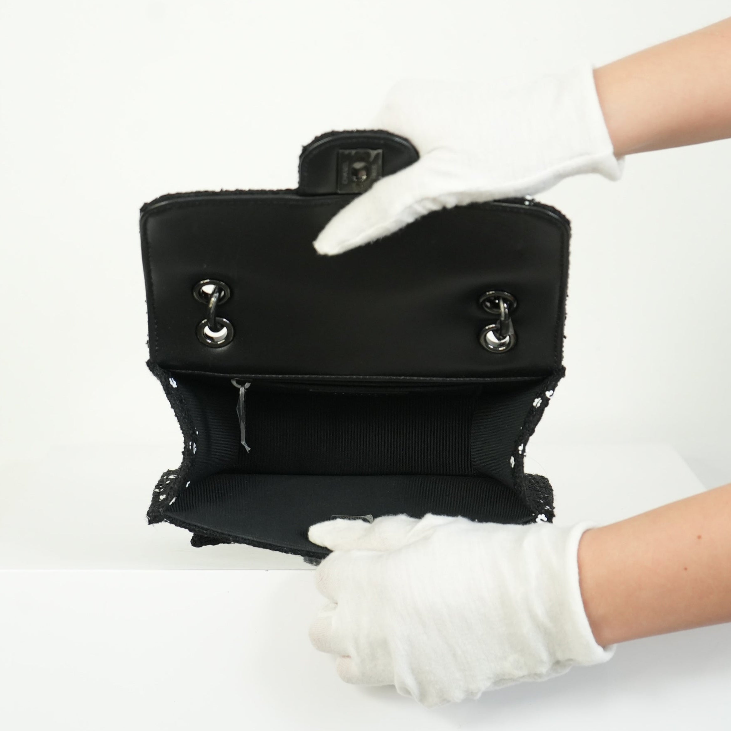 Chanel 2023 Classic Flap Bag Tweed Black Mini Shoulder Bag Limited Edition