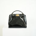 Fendi Mini Peekaboo Black Patent Leather Handbag Gold Hardware