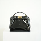 Fendi Mini Peekaboo Black Patent Leather Handbag Gold Hardware
