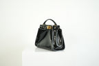 Fendi Mini Peekaboo Black Patent Leather Handbag Gold Hardware